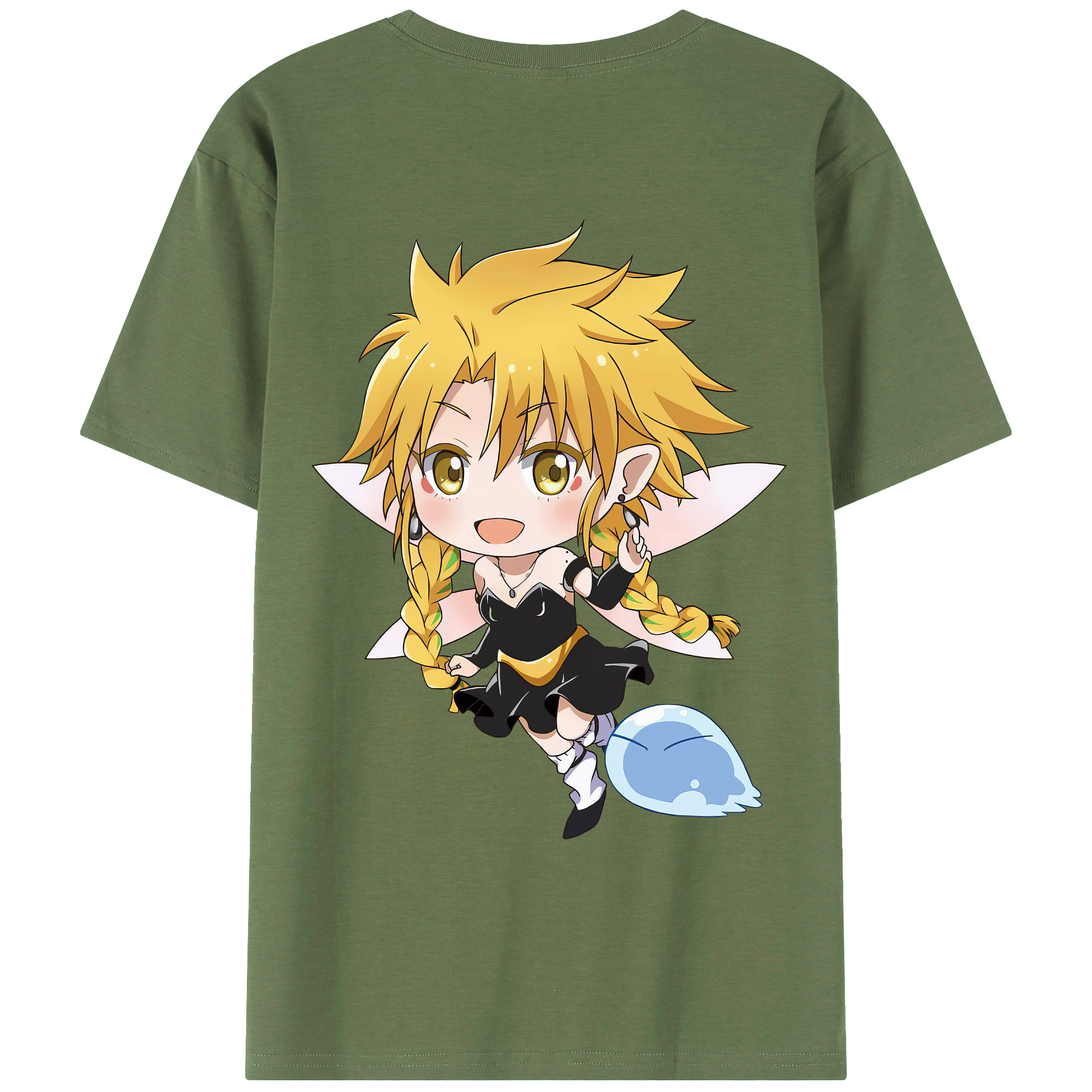 （画像用） 転スラ Regarding Reincarnated to Slime 綿100％ メンズ半袖Tシャツ（バックプリント） 通気性